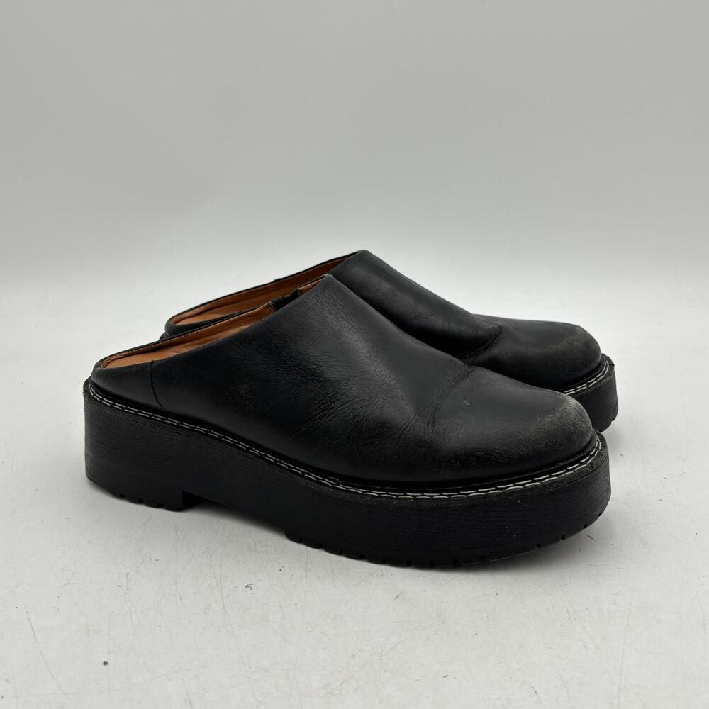 Matisse Lena Chunky Mules Women's 7M Black Leather Platform Clogs Lisa Says Gah
